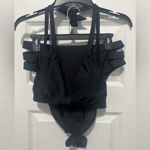 Black Strappy Bikini with Cage Side Details